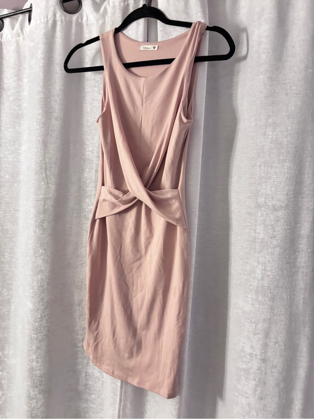 Soprano Blush Pink Twist-Front Midi Dress